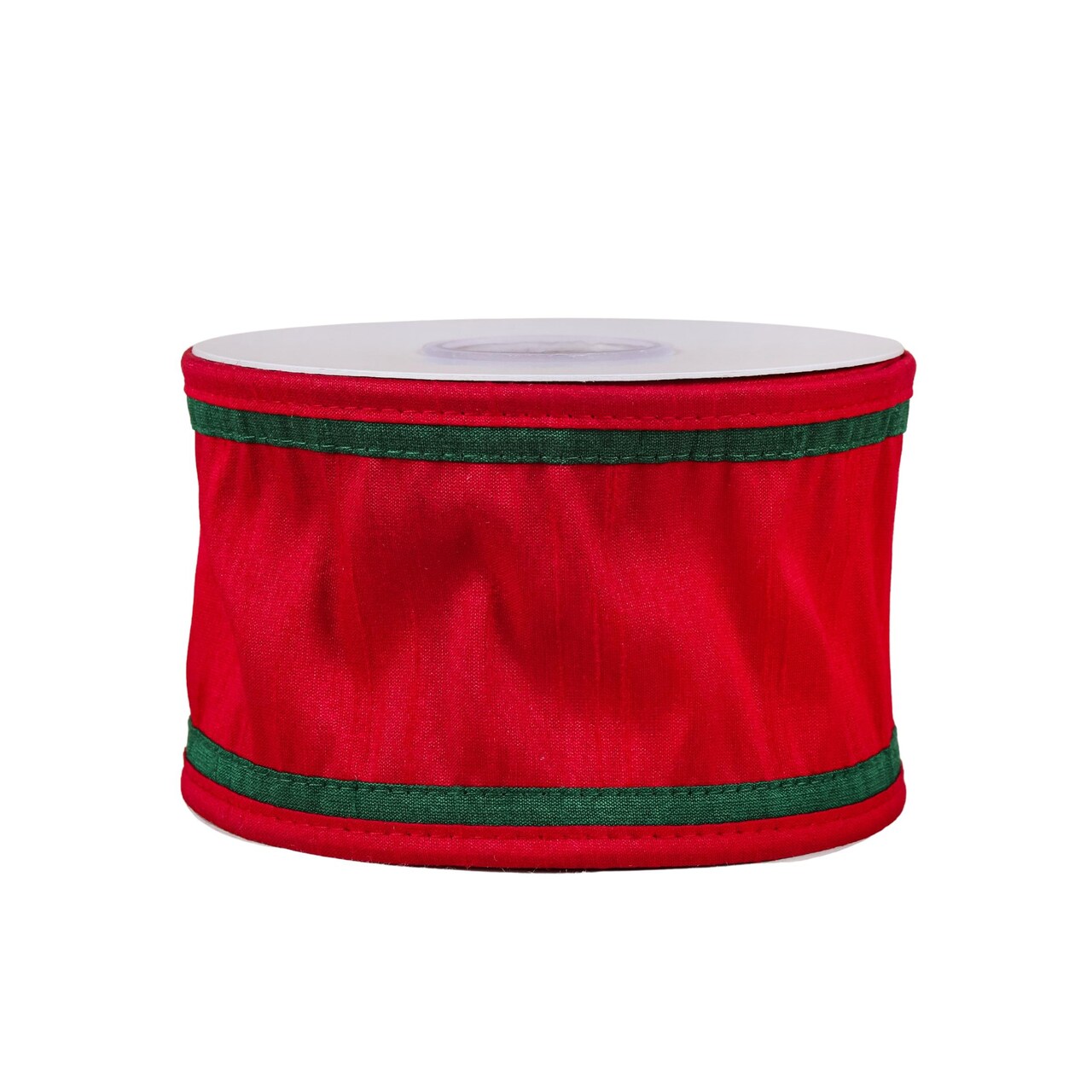 HGTV Home Collection Dupion Double Side Piping Ribbon , Red Green, 3 in